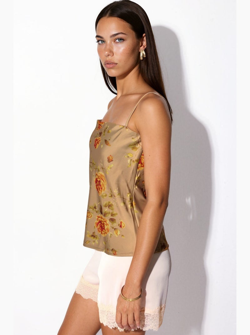Canotta in raso floreale hiccup Beige naturale - Kiabi