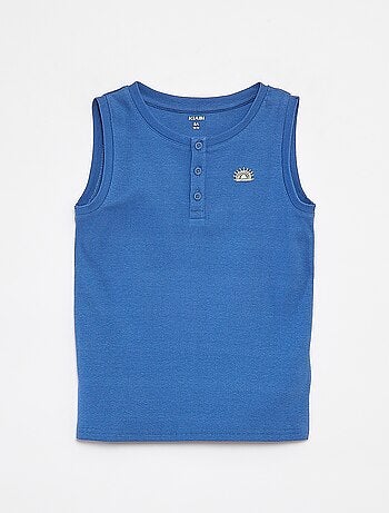 Canotta in tessuto a coste con colletto abbottonato