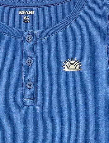 Canotta in tessuto a coste con colletto abbottonato