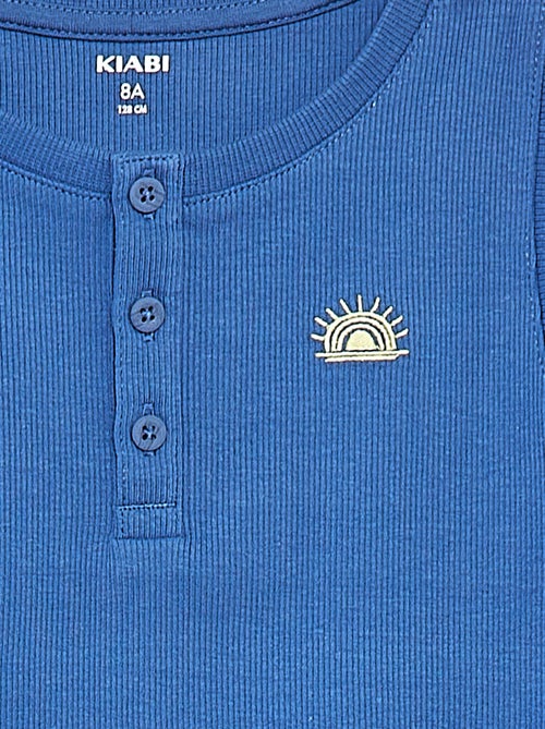 Canotta in tessuto a coste con colletto abbottonato - Kiabi