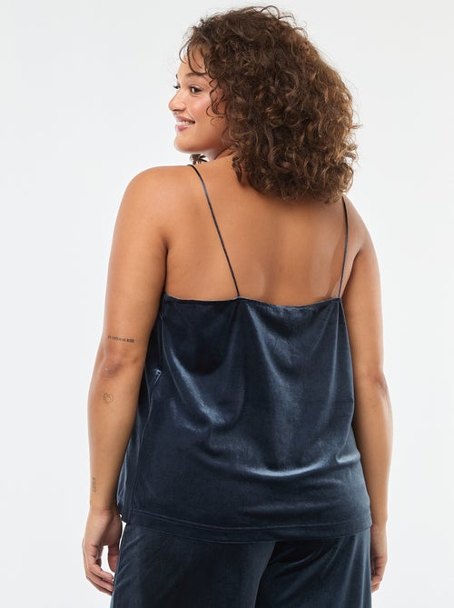 Canotta in velluto con bordo in pizzo - Kiabi