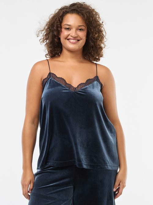 Canotta in velluto con bordo in pizzo - Kiabi