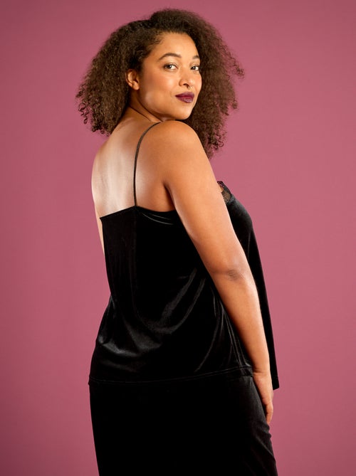 Canotta in velluto con bordo in pizzo - Kiabi