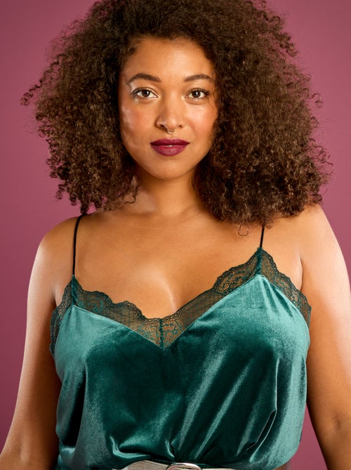 Canotta in velluto con bordo in pizzo - Kiabi