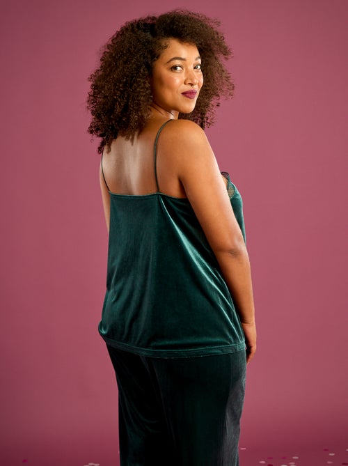 Canotta in velluto con bordo in pizzo - Kiabi