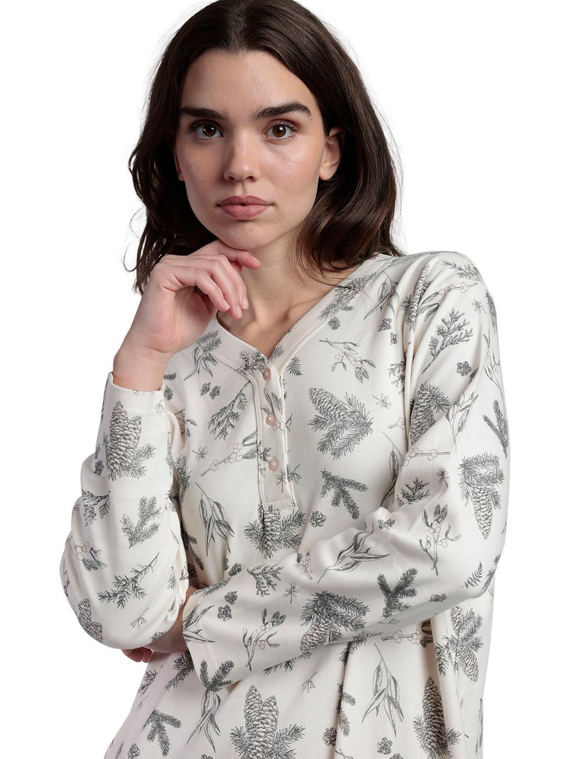 Canotta invernale in legno con patta a maniche lunghe da donna ADMAS Grigio - Kiabi
