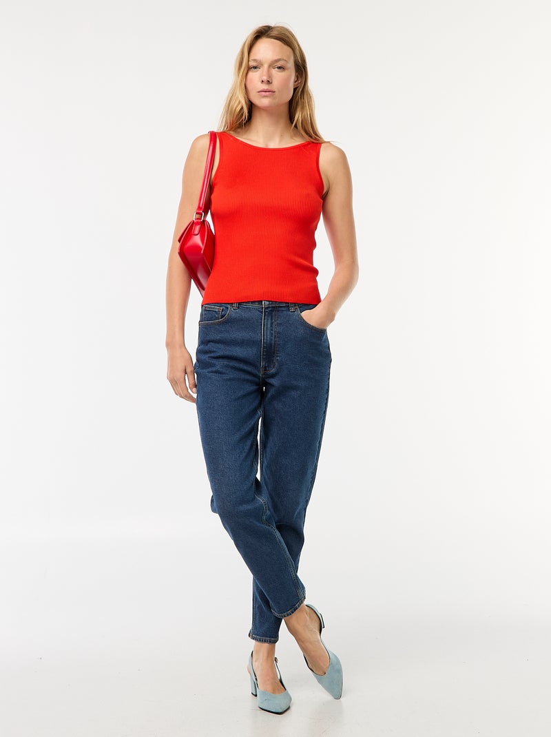 Canotta leggera in maglia a coste Rosso - Kiabi