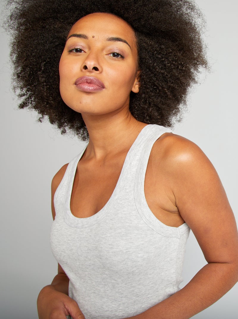 Canotta nightwear a coste grigio - Kiabi