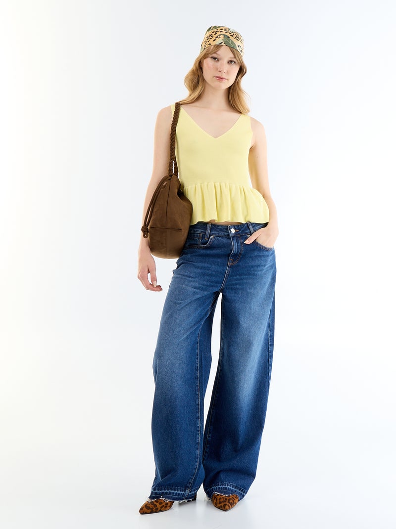 Canotta peplum in maglia a costine Giallo - Kiabi