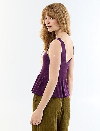Canotta peplum in maglia a costine