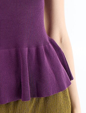 Canotta peplum in maglia a costine