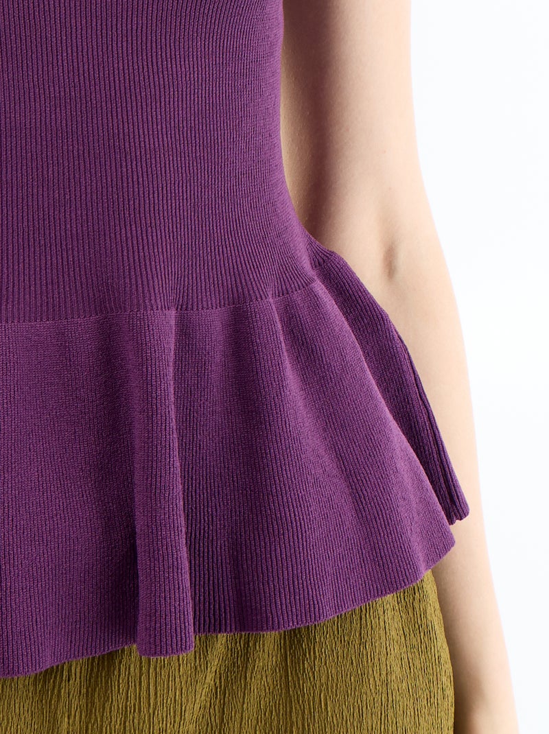 Canotta peplum in maglia a costine Viola - Kiabi