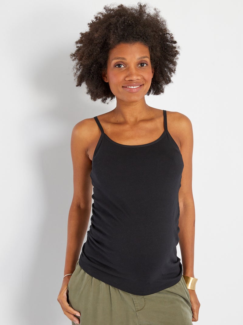 Zeagoo Canotta In Raso Donna: Top Con Spalline Regolabili E Scollo A V, Nero Taglia L