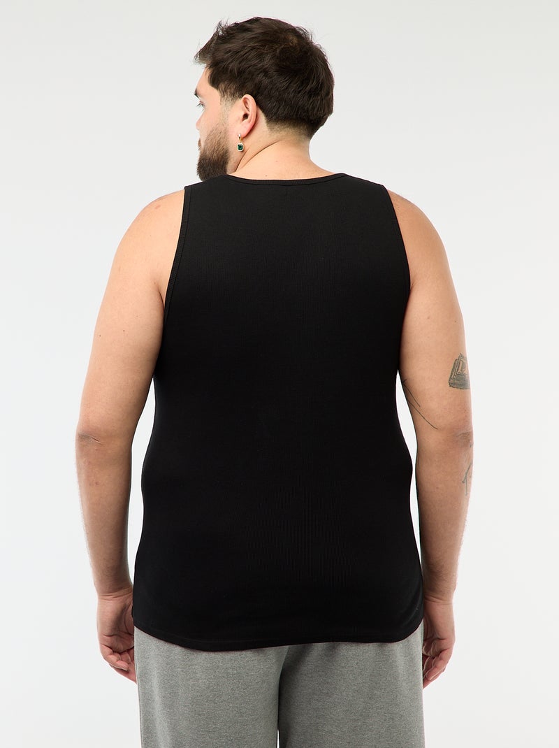 Canotta regular in maglia a costine Nero - Kiabi