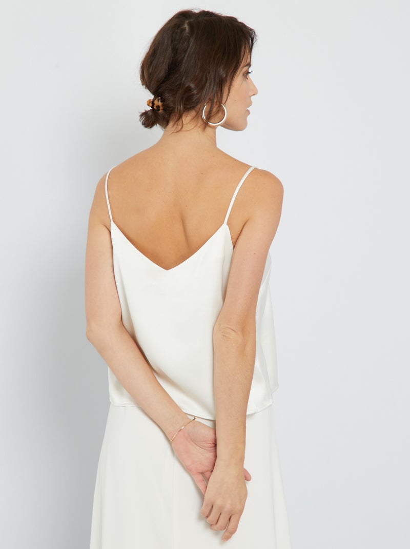 Canotta satinata con spalline sottili Bianco - Kiabi