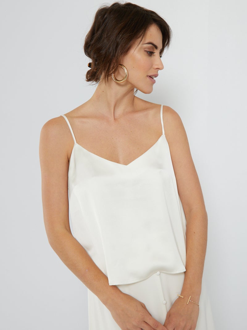 Top Femme Sans Manches été - Orange à Rayures Fines - Taille 40/42 - Occasion Très Bon état