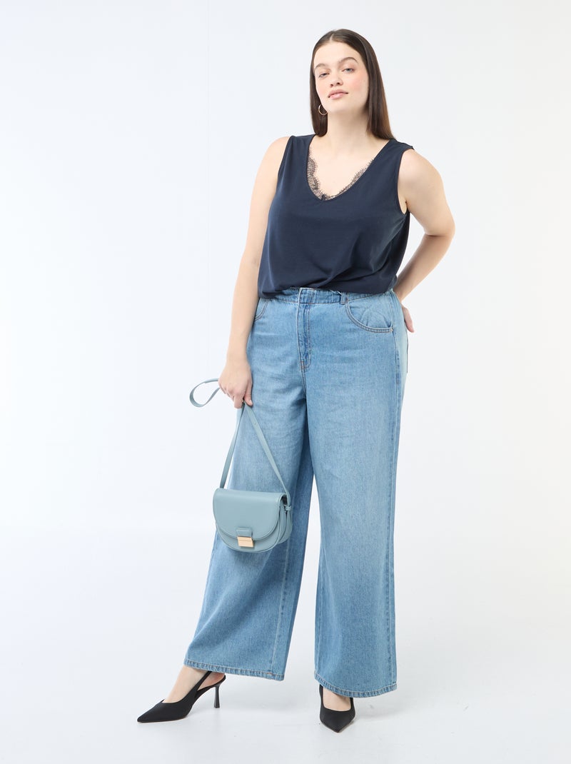 Canotta scollo a V con pizzo Blu - Kiabi