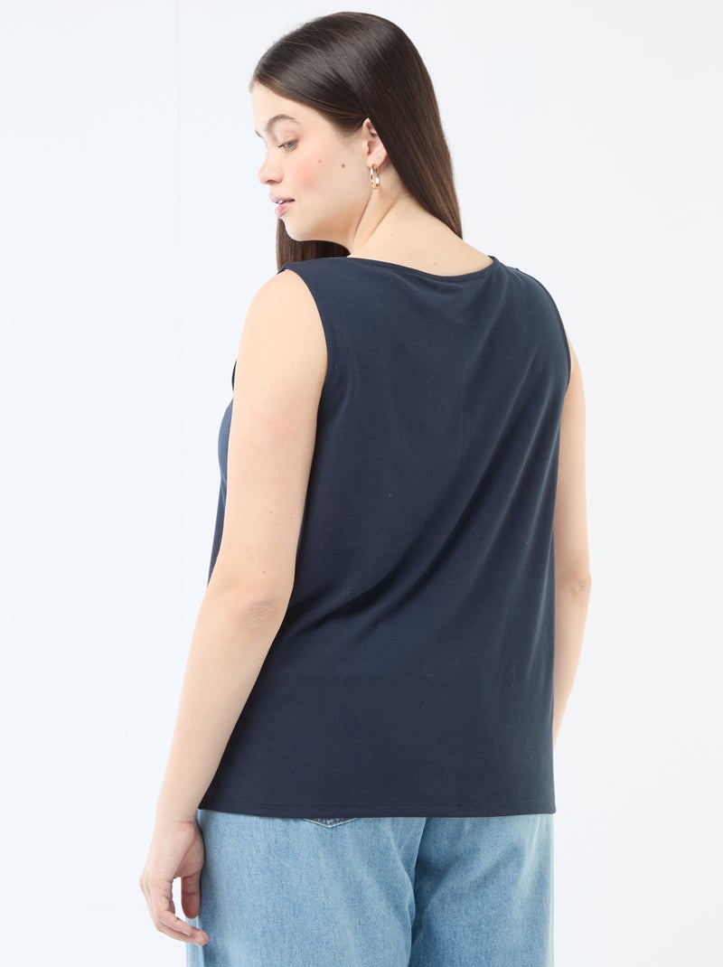 Canotta scollo a V con pizzo Blu - Kiabi