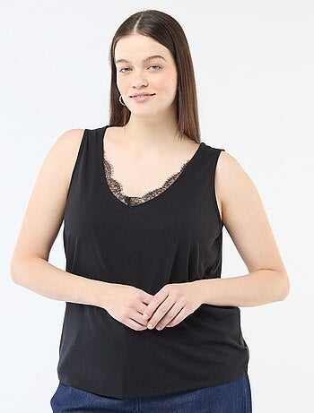 Canotta scollo a V con pizzo