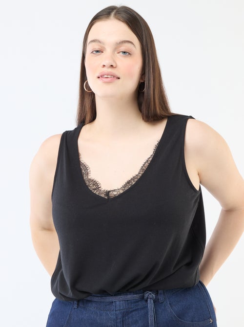 Canotta scollo a V con pizzo - Kiabi