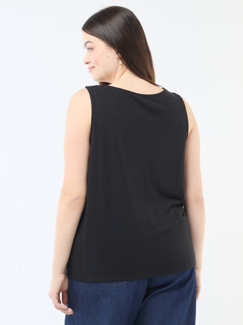 Canotta scollo a V con pizzo Nero - Kiabi