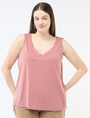 Canotta scollo a V con pizzo