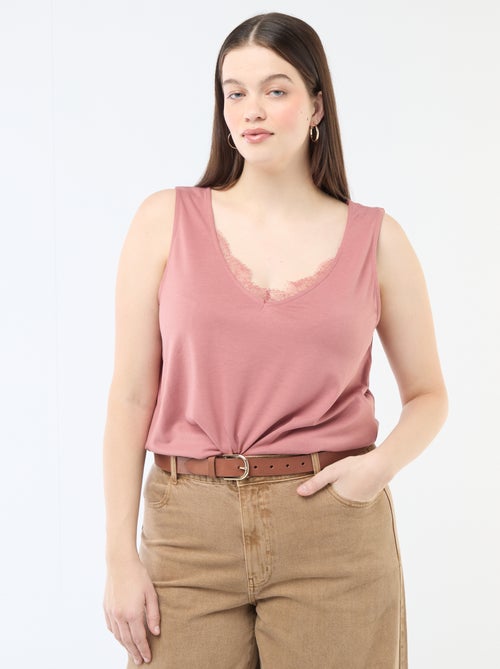 Canotta scollo a V con pizzo - Kiabi