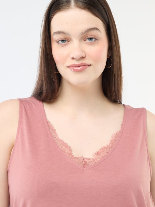 Canotta scollo a V con pizzo - Kiabi