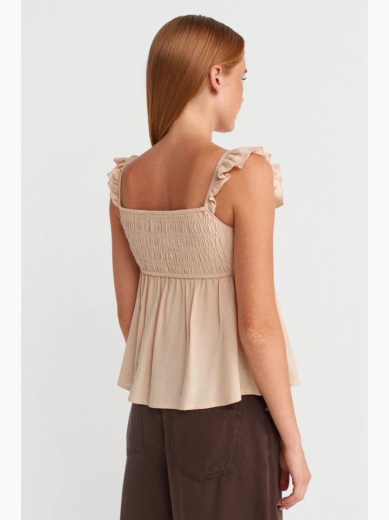 Canotta scollo quadrato nodo davanti dilvin Beige argilla - Kiabi