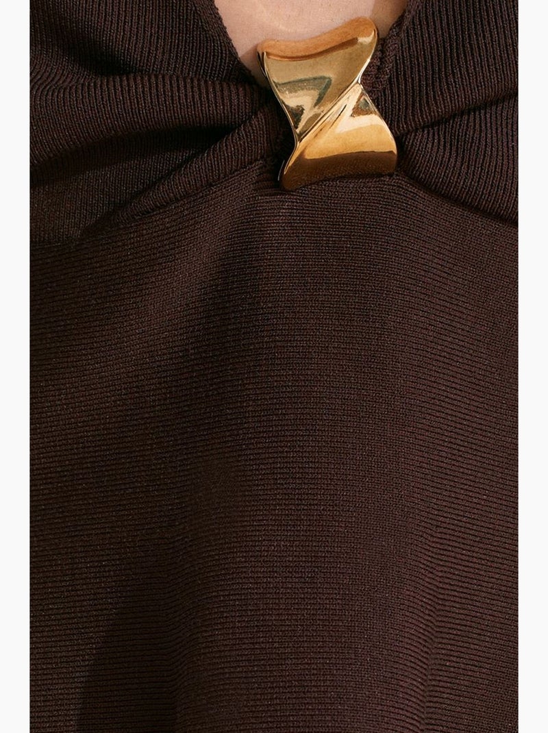 Canotta senza cuciture scollo all’americana peplo dilvin Marrone cioccolato - Kiabi
