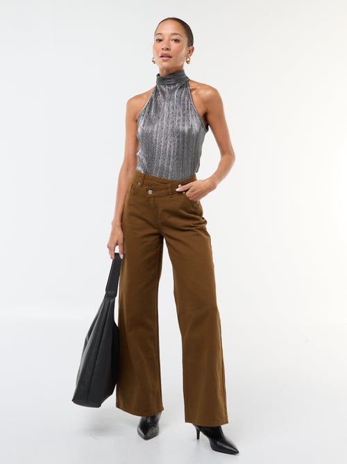 Canotta smanicata con giromanica all'americana in maglia plissettata - Kiabi