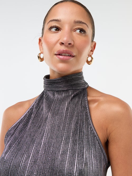 Canotta smanicata con giromanica all'americana in maglia plissettata - Kiabi