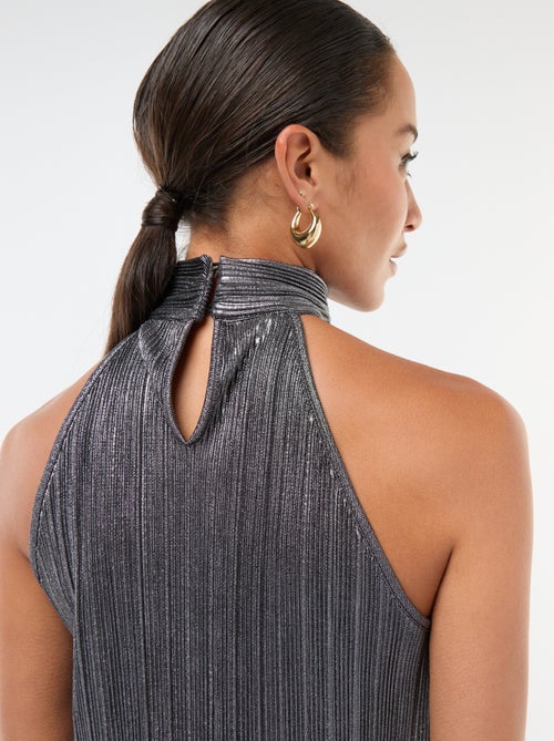 Canotta smanicata con giromanica all'americana in maglia plissettata - Kiabi