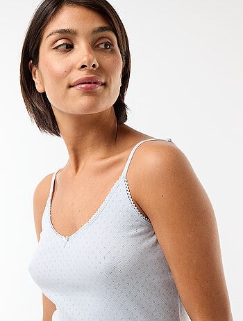 Canotta spallina sottile regolabile in cotone tinta unita