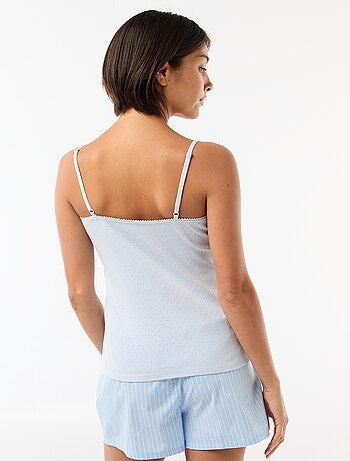 Canotta spallina sottile regolabile in cotone tinta unita