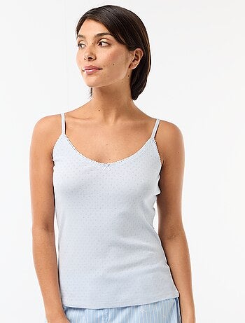Canotta spallina sottile regolabile in cotone tinta unita