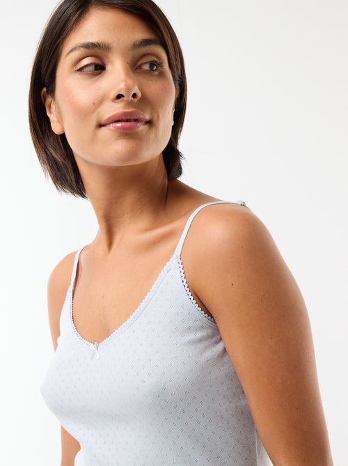 Canotta spallina sottile regolabile in cotone tinta unita - Kiabi