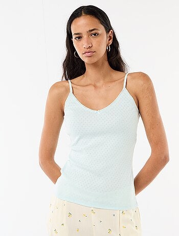 Canotta spallina sottile regolabile in cotone tinta unita