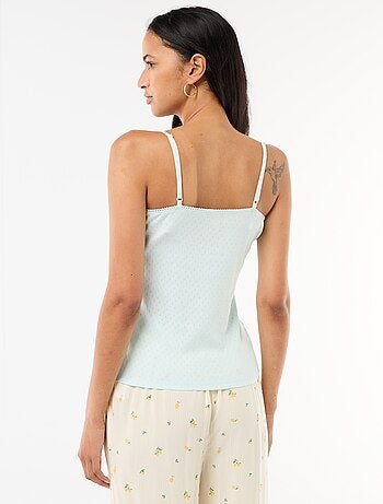 Canotta spallina sottile regolabile in cotone tinta unita