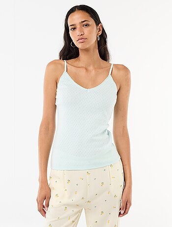 Canotta spallina sottile regolabile in cotone tinta unita