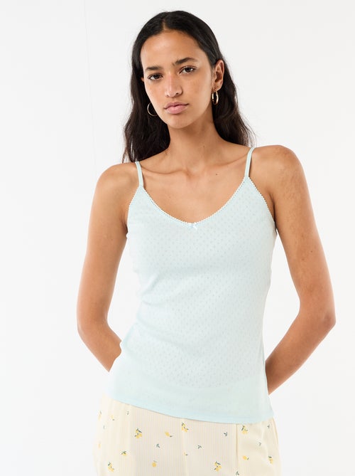 Canotta spallina sottile regolabile in cotone tinta unita - Kiabi