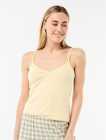 Canotta spallina sottile regolabile in cotone tinta unita