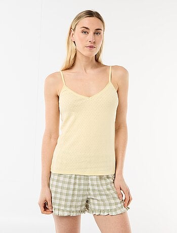 Canotta spallina sottile regolabile in cotone tinta unita