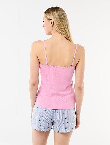 Canotta spallina sottile regolabile in cotone tinta unita