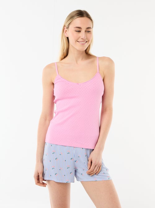 Canotta spallina sottile regolabile in cotone tinta unita - Kiabi