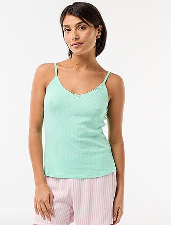 Canotta spallina sottile regolabile in cotone tinta unita