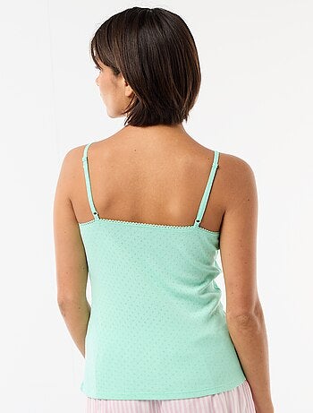 Canotta spallina sottile regolabile in cotone tinta unita