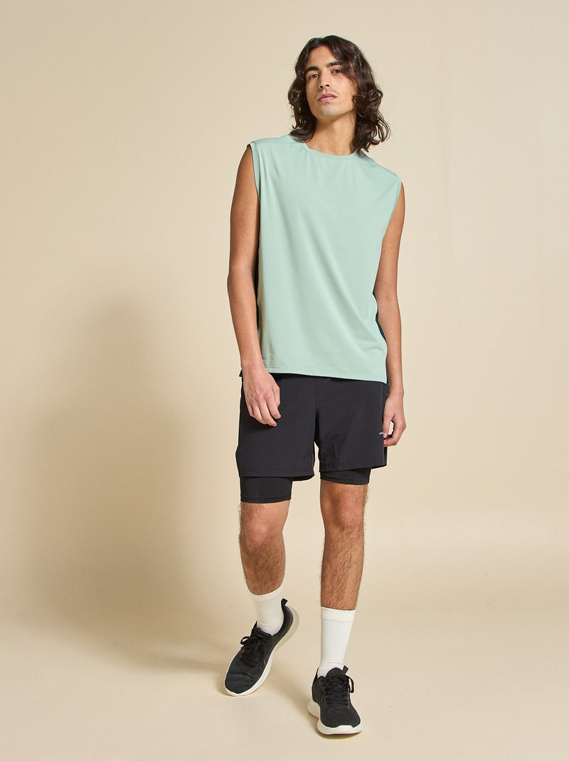 Canotta sportiva con inserti in mesh sui lati - (ekstract) Verde - Kiabi