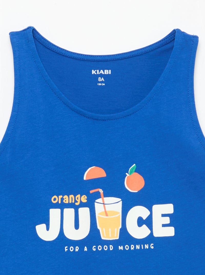 Canotta stampata con collo rotondo Blu - Kiabi