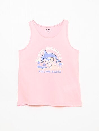 Canotta stampata con collo rotondo